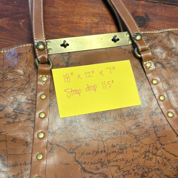 Patricia Nash Benvenuto Signature Map Print Brown Leather Tote Bag Purse - Picture 7 of 7